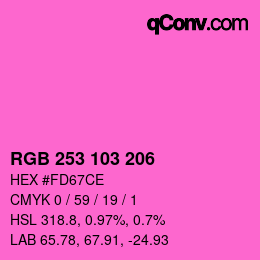 Color code: RGB 253 103 206 | qconv.com