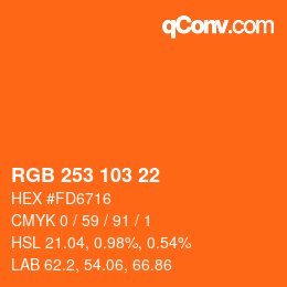 Color code: RGB 253 103 22 | qconv.com