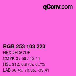Color code: RGB 253 103 223 | qconv.com