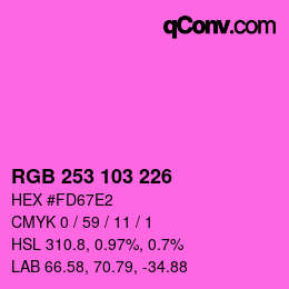 Color code: RGB 253 103 226 | qconv.com