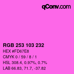 Color code: RGB 253 103 232 | qconv.com
