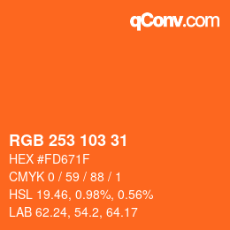 Color code: RGB 253 103 31 | qconv.com