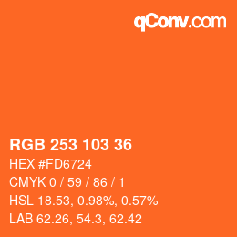 Color code: RGB 253 103 36 | qconv.com