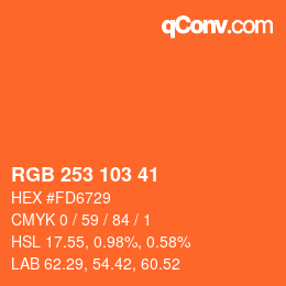 Color code: RGB 253 103 41 | qconv.com