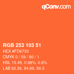 Color code: RGB 253 103 51 | qconv.com
