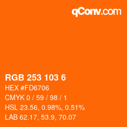 Color code: RGB 253 103 6 | qconv.com