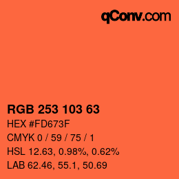 カラーコード: RGB 253 103 63 | qconv.com