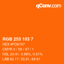 颜色代码: RGB 253 103 7 | qconv.com