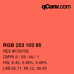 Color code: RGB 253 103 85 | qconv.com