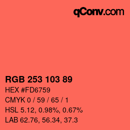 Color code: RGB 253 103 89 | qconv.com