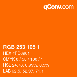 カラーコード: RGB 253 105 1 | qconv.com