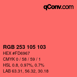 カラーコード: RGB 253 105 103 | qconv.com