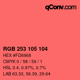 Color code: RGB 253 105 104 | qconv.com