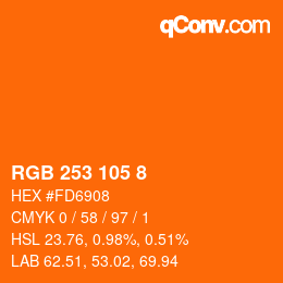 颜色代码: RGB 253 105 8 | qconv.com