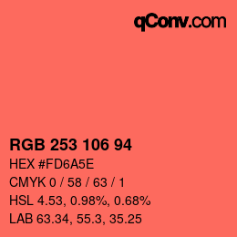 Color code: RGB 253 106 94 | qconv.com