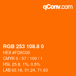 カラーコード: RGB 253 108.8 0 | qconv.com