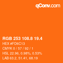 カラーコード: RGB 253 108.8 19.4 | qconv.com