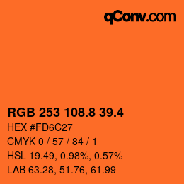カラーコード: RGB 253 108.8 39.4 | qconv.com