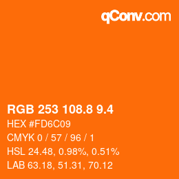 カラーコード: RGB 253 108.8 9.4 | qconv.com