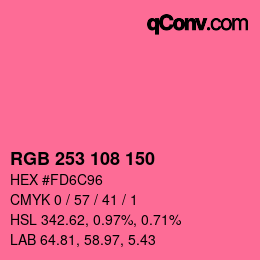 カラーコード: RGB 253 108 150 | qconv.com