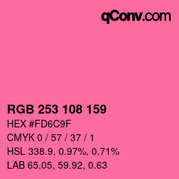 カラーコード: RGB 253 108 159 | qconv.com