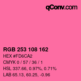 カラーコード: RGB 253 108 162 | qconv.com