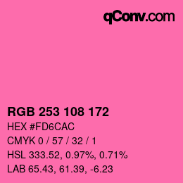 カラーコード: RGB 253 108 172 | qconv.com