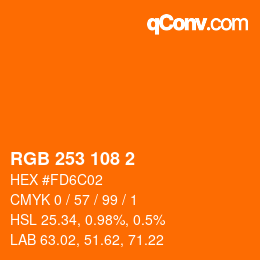 Color code: RGB 253 108 2 | qconv.com