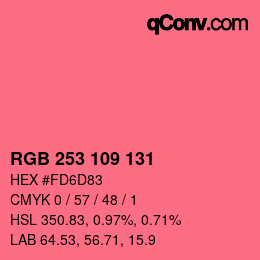 颜色代码: RGB 253 109 131 | qconv.com