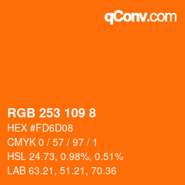 颜色代码: RGB 253 109 8 | qconv.com