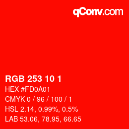 カラーコード: RGB 253 10 1 | qconv.com