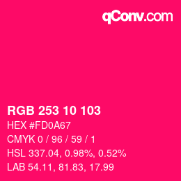 カラーコード: RGB 253 10 103 | qconv.com