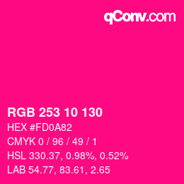 カラーコード: RGB 253 10 130 | qconv.com