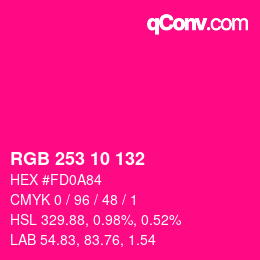 Color code: RGB 253 10 132 | qconv.com