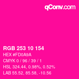 Color code: RGB 253 10 154 | qconv.com