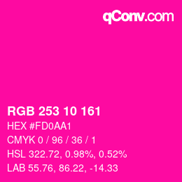 Color code: RGB 253 10 161 | qconv.com