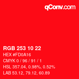 Color code: RGB 253 10 22 | qconv.com