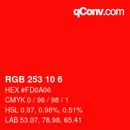 Color code: RGB 253 10 6 | qconv.com