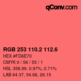カラーコード: RGB 253 110.2 112.6 | qconv.com