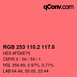 カラーコード: RGB 253 110.2 117.6 | qconv.com