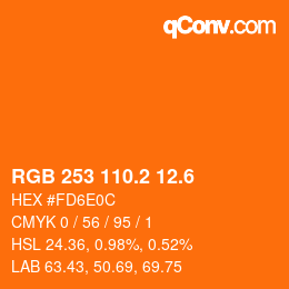 カラーコード: RGB 253 110.2 12.6 | qconv.com