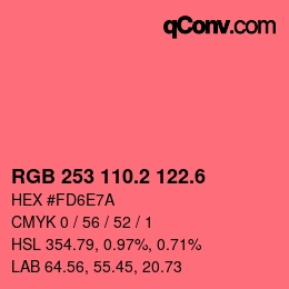 カラーコード: RGB 253 110.2 122.6 | qconv.com