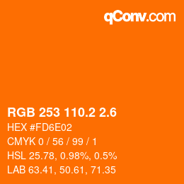カラーコード: RGB 253 110.2 2.6 | qconv.com