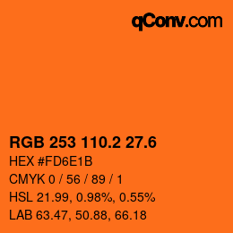 カラーコード: RGB 253 110.2 27.6 | qconv.com
