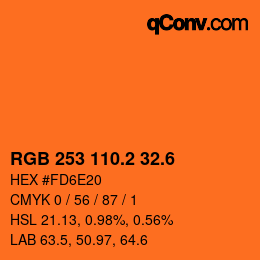 カラーコード: RGB 253 110.2 32.6 | qconv.com