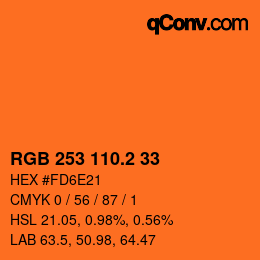 カラーコード: RGB 253 110.2 33 | qconv.com