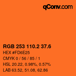 カラーコード: RGB 253 110.2 37.6 | qconv.com