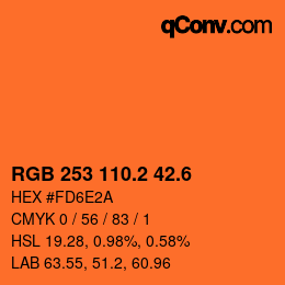 カラーコード: RGB 253 110.2 42.6 | qconv.com