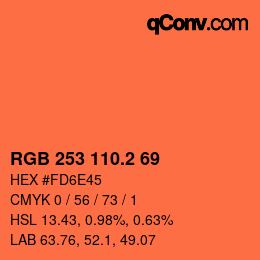 カラーコード: RGB 253 110.2 69 | qconv.com