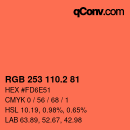 カラーコード: RGB 253 110.2 81 | qconv.com